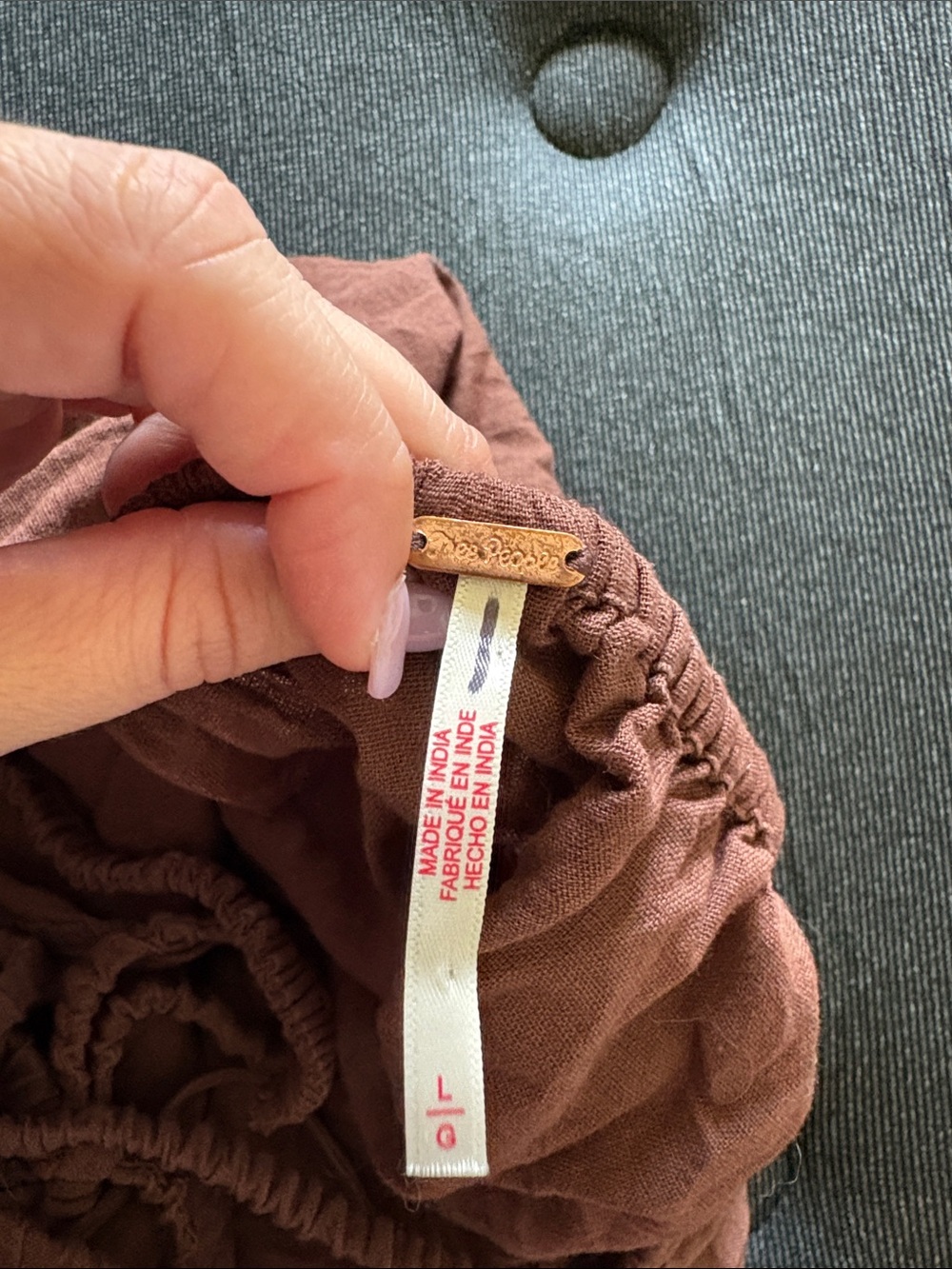 brown cotton/linen free people dress - Picture 3 of 3